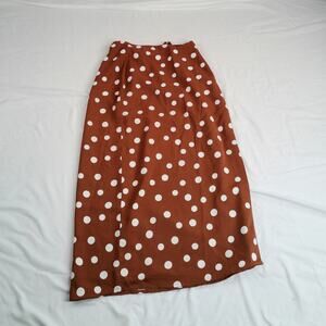 Abercrombie & Fitch Polka Dot Midi Skirt Brown White XXSP Lined A-Line